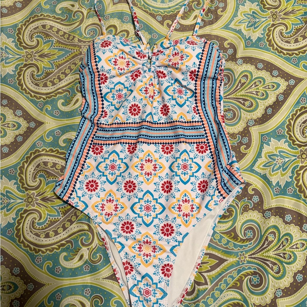 Cupshe Floral Patterned One Piece Swimsuit - Multicolor